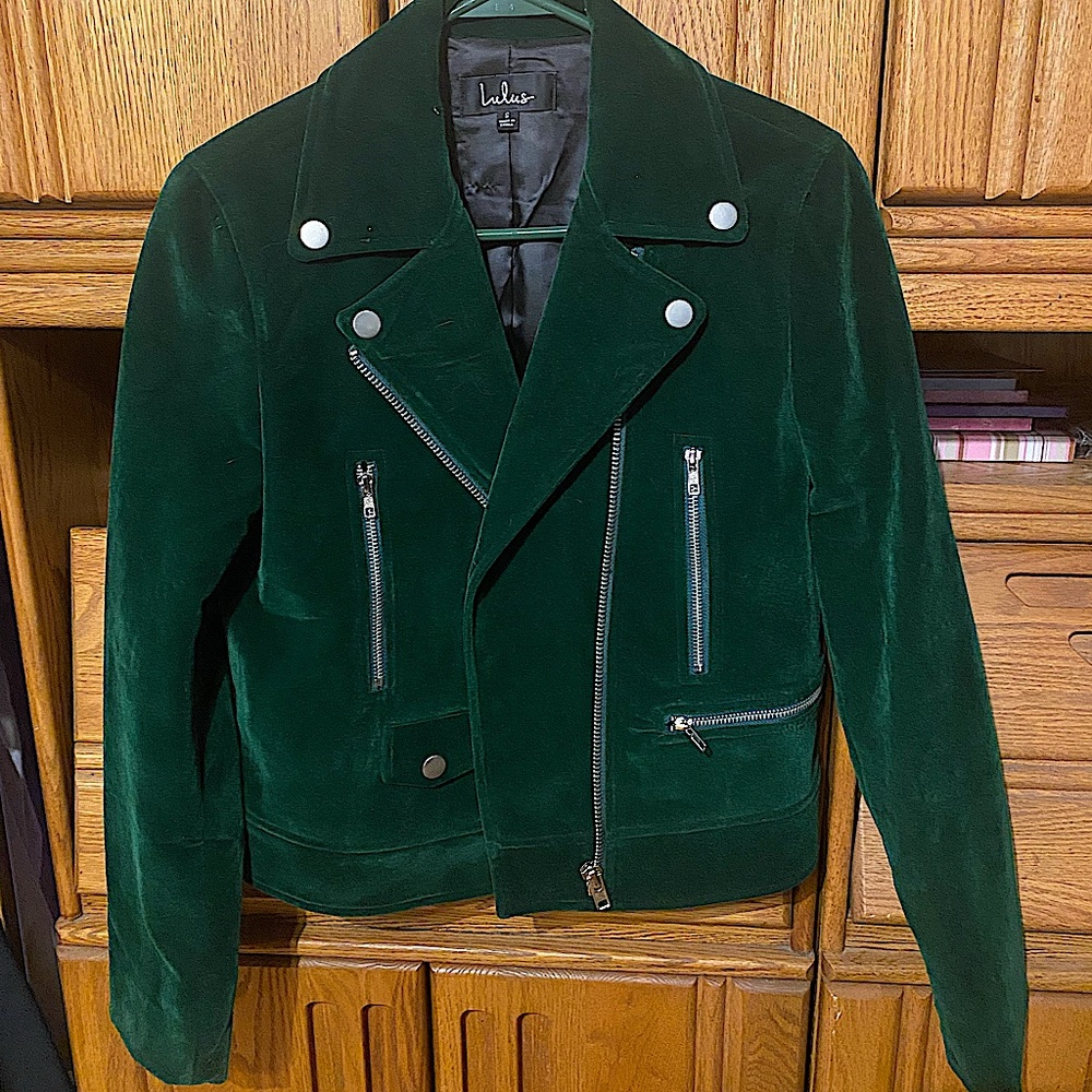 Hunter Green Lulus Zip Up Jacket, Worn Once